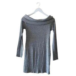 Heart & Hips Bardot neckline oversized lagenlook womens gray sweater SZ M